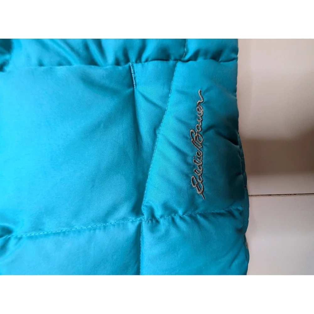 Eddie Bauer EB650 Down Puffer Vest Womens S Small Green/Teal Quilted Lightweight
